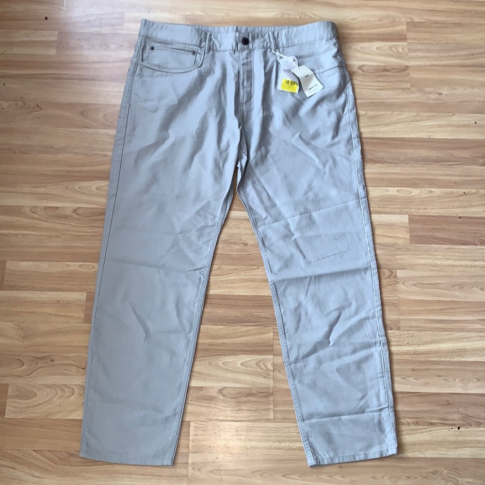 Mango Man | Gray Linen Straight Leg Pants Size 36